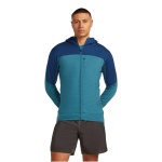 Icebreaker Fleece Jacket Descender Merino Blend 300 RealFleece with Hood (Merino Wool, Breathable) Blue/Teal Men's